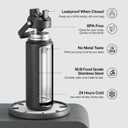 ENCOOL Insulated Water Bottle with Straw Stainless Steel Water Bottle, Leak-Proof, BPA-Free, Double Wall Vacuum Keeps Cold for 24 Hours for Sports, Travel, School (32 oz, Black Night)