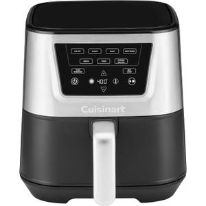 Cuisinart Air Fryer, Large 6-Quart Basket with 4 Cooking Functions to Air Fry, Bake, Roast, and Keep Warm, 3 Presets, PFAS-Free, Dishwasher-Safe Parts, AIR-180, Black & Stainless Steel