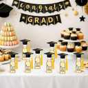 LemonRoad 50 Set Mini 2026 Graduation Liquor Bottles Graduation Party Favors with Tassel Grad Cap 1.8oz/50ml Congrats Grad Plastic Shot Bottles with Mini Felt Hat for College High School Party(Gold)