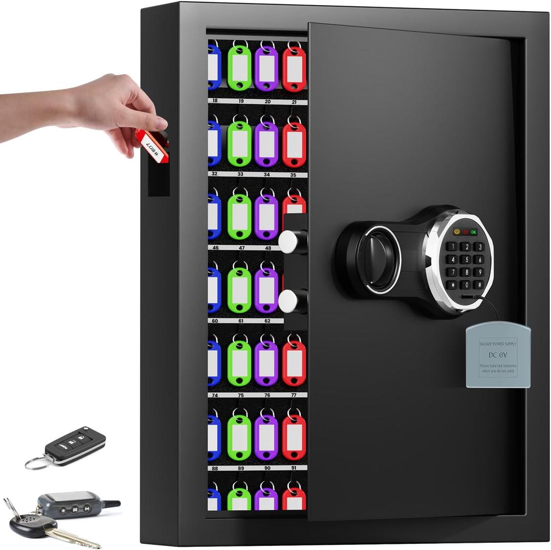 158 Keys Combination Lock Key Cabinet, Anti-Theft Key Lock Box with Key Tags, Key Organizer Wall Mount for Car Garage House Rental Office Business, 158 Position Key Cabinet