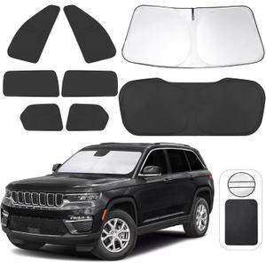 TINGLU 8PCS Window Shades for Jeep Grand Cherokee 2022-2025(Not for Grand Cherokee L&Jeep Cherokee) Accessories Car Side Full Windows Rear Windshield Sun Shade Camping Sun UV Rays Privacy Protection