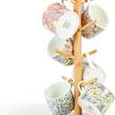 8 Hooks Large Capacity Mug Holder Tree, Bamboo Mugs Trees for Counter, Detachable Cup Stand Holders Coffee Bar Accessories