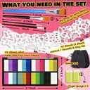 Face Painting Kit for Kids - 18 Vibrant Colors, Stencils & Brushes | Safe, Non-Toxic & Washable for Kids & Adults | Perfect for Halloween, Birthday Parties & Festivals