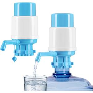 2pcs Water Bottles Dispenser Blue Manual Hand Pressure Drinking Fountain Pressure Pump Water Press Pump (Aqua)