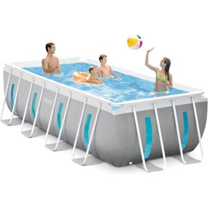 INTEX 26769EH 13ft X 6.5ft x 48in Prism Frame Clearview Rectangular Above Ground Swimming Pool Set with 530 GPH Cartridge Filter Pump, Ground Cloth, Pool Cover