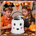 Handmade Ghost-Shaped Storage Basket, Cute Plush Cotton Rope Decorative Bin for Toys, Laundry, Blankets or Books, Soft Portable Woven Tote for Baby Nursery, Living Room, or Easter Gift Baskets (White), Medium (Pack of 2)