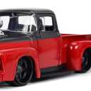 Jada Toys Just Trucks 1:24 1956 Ford F-100 Pickup Truck Red/Dark Gray with Tire Rack
