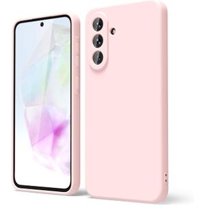 oakxco for Samsung Galaxy A36 5G Case Silicone, Thin Slim Grip Soft Rubber Gel Protective Phone Case for Women, Matte Plain Solid Color Aesthetic Cute Girly Case with Camera Cover, Light Pink