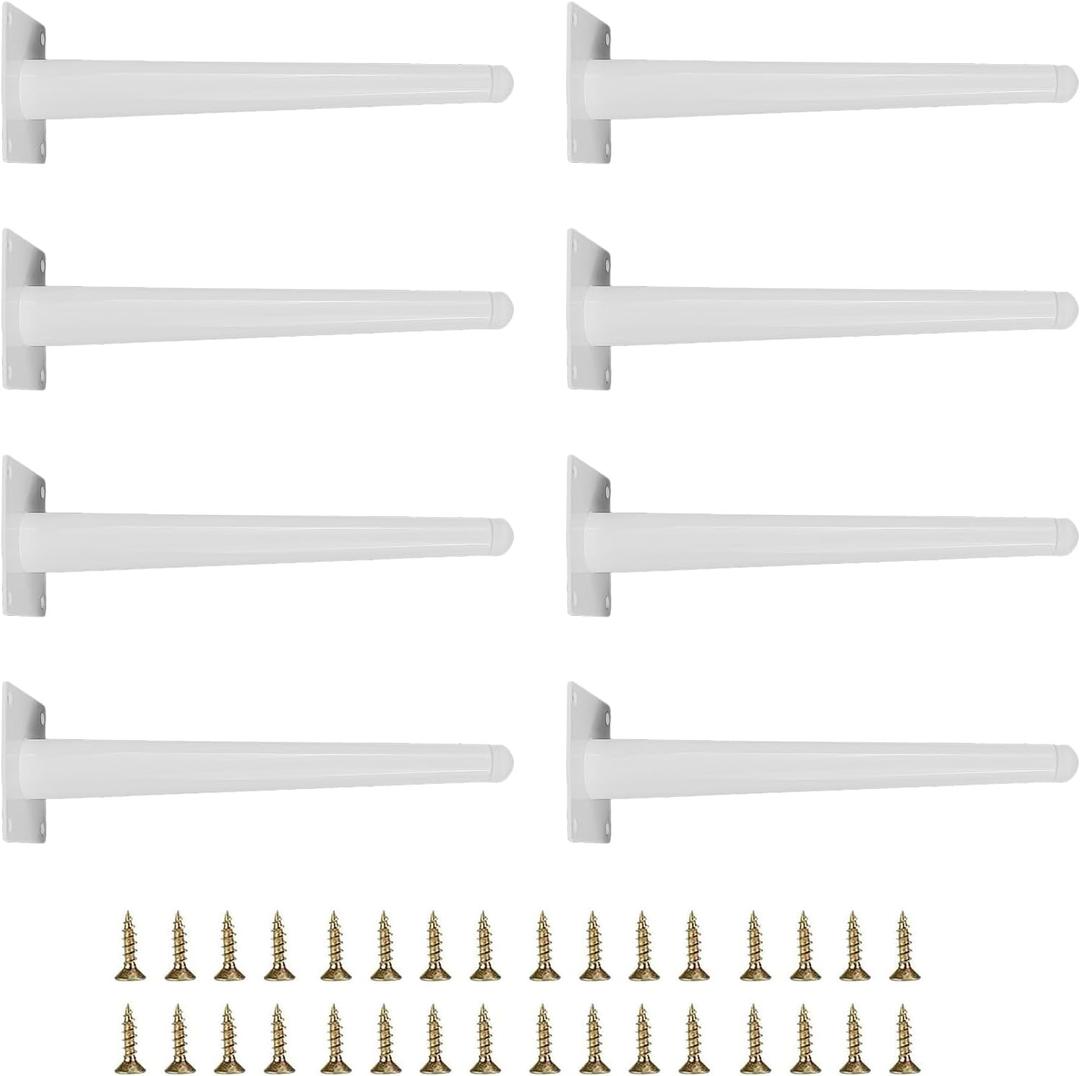 8pcs 9 7/8 inch (25cm) White Metal Furniture Legs, Straight Metal Cabinet Legs with Level Feet