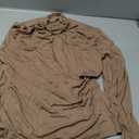 SHENHE Women's Mock Neck Long Sleeve Shirt Ruched Slim Fit Basic Trendy Top Going Out Tee (Medium, Coffee Brown)