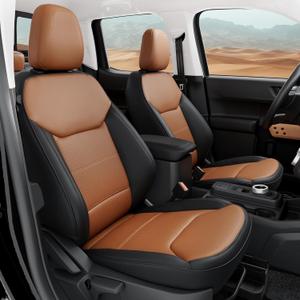 For Ford Maverick Front Seat Covers XL XLT Lariat 2022 2023 2024 2025 2026, Custom Fit Waterproof Car Seat Covers, Ultra Luxury Leather Seat Covers for Cars Cushion Protector, Black-Brown