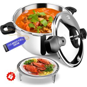 8-in-1 Stainless Steel Pressure Cooker 12 Quart with 8 Safety Features Fast & Even Cooking for Healthy Mealspressure cooker 12+ quart large pressure cookerolla express para cocinar