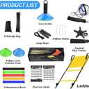 Speed Agility Training Equipment Set, Agility Ladder 20ft, 12 Football Cones, Resistance Parachute/Soccer Kick Trainer, Jump Rope, 5 Resistance Bands, Football Practice Equipment for Kids Adults
