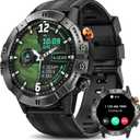 Smart Watches for Men, Bluetooth Call Military Smart Watch, Waterproof Fitness Tracker with Heart Rate/Blood Oxygen/Sleep Monitor/124 Sports Modes, Tactical Watch for Android Phones & iPhone (Black)