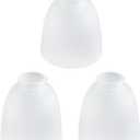 3 Pack White Frosted Glass Shade Replacements, Ceiling Fan Light Covers Glass Globes Lampshades for Chandelier, 4.92"High, 4.72"Diameter, 1.65 "Fitter, Bell Shaped Glass Shades for Vanity