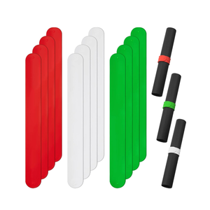 Charniol 12 Pieces Wrapping Paper Roll Holder Holiday Flip Wrap Silicone Covered Metal Strips 1'' x 9'' Stabilizer Slap Band for Christmas Poster Gift Paper Vinyl Storage Organize, White Red Green