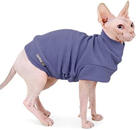Small Dogs Fleece Dog Sweatshirt - Cold Weather Hoodies Spring Soft Vest Thickening Warm Cat Sweater Puppy Clothes Sweater Winter Sweatshirt Pet Pajamas for Small Dog Cat Puppy (Large, Grayish Purple)
