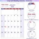 2026 Wall Calendar - Large Print Calendar 2026, 12 Monthly Calendar, Jan. 2026 - Dec. 2026, 14.6 x 22.8 In (Open), 2026 Calendar with Big Numbers, Large Grid, Notes, Moon Phases, Great for Planning