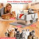 2PACK Stainless Steel Cat Litter Box, Extra Large Litter Boxes for Big Cats | High Sided, Anti-Urine Leakage, Odor Free, Non-Sticky, Easy Cleaning, Include Mat & Scoop