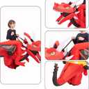 Inflatable Dragon Costume Ride On Halloween Blow Up Costumes for Themed Party Dress Up Cosplay Red (Kids)