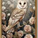 Djmwtb Framed Wall Art Vintage Wall Decor Owl Canvas Art Wildlife Pictures Floral Paintings Forest Prints Nature Artwork for Bedroom Living Room