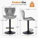 Sweetcrispy Modern Bar Stools Set of 2, Adjustable Faux Leather Upholstered Swivel Bar Stools, Counter Height Bar Chairs with Back for Kitchen Island, Grey