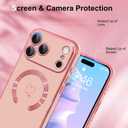 OOK Magnetic Phone Case iPhone 17 Pro Max 6.9 Inch [Compatible with MagSafe] Soft TPU Heart Phone Cover with Screen Protector Shockproof Protection Slim Case with Strap Lanyard for Women - Pink