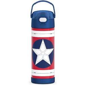 THERMOS FUNTAINER 16 Ounce Stainless Steel Vacuum Insulated Bottle with Wide Spout Lid, Captain America: Brave New World Movie