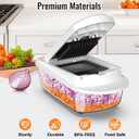12 Blade All-in-1 Vegetable Chopper Mandoline Slicer with Container, Spiralizer with Containers, Food Chopper, Onion Chopper, Veggie Cutter for Salad, Kitchen Gadgets Accessories Essentials, White