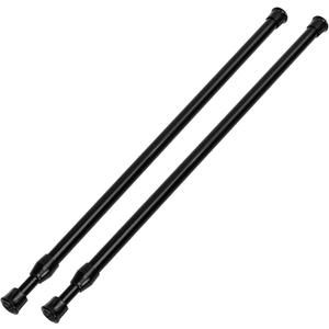 2 Pack Tension Curtain Rod 15.7-28 Inch, Small Short Adjustable Extendable Spring Loaded Rods for Windows Cabinet Blinds Closet Bedroom Kitchen Bathroom Door No Drilling, Black