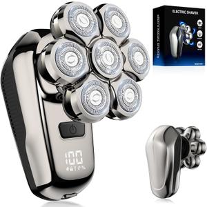 Head Shaver for Bald Men, Coklean 1400mAh Detachable Electric Shavers Rechargeable Rotary Shaver with LED Display & 8500RPM Motor IPX6 Waterproof Dry/Wet Electric Razor, Gift for Dad Husband