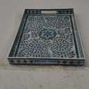 MAONAME Rectangular Decorative Tray, Plastic Serving Tray with Handles, Modern Blue Trays for Ottoman, Coffee Table Trays for Living Room, Home Decor, 15.7" x 11.8" x 1.6"