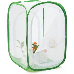 Two Doors Monarch Butterfly Habitat, Insect Mesh Cage, Caterpillar Enclosure Terrarium Pop-up (15.7 X 15.7 X 24 Inches)