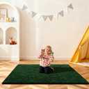 Dark Green Rugs for Bedroom, 4x6 Fluffy Area Rugs for Living Room, Small Fuzzy Shag Soft Non-Slip Carpet for Kids Girls and Boys Nursery Dorm Indoor Room Home Decor (4ft X 6ft, Dark Green)