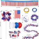 4th of July Golf Cart Decorations 250th Anniversary Patriotic Independence Day Decoration Kit Balloon Rain Silk Curtain Wreath Color Bar Magnet Flag Windmill Ribbon for Parade Party Yard Decorations