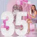 Marquee Numbers 35th Birthday Decorations: Large 35 Light up Numbers 4 Feet Tall for Girls Boys White Anniversary Party Decor 4FT Big Backdrop Foam Cardboard Balloon Number Frame 35