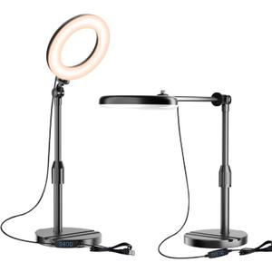 Portable Travel Ring Light for Laptop Zoom Video Conference, 5'' Bright Circle Light with Extendable Stand, Small Halo Lighting with Phone Holder for Video Recording Live Stream Facetime Photography