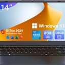 Win11 Laptop, 8GB RAM/128GB SSD, 14.1 inch HD Display, Intel N5095 Quad Core Processor Notebook Computer, Support 2.4G/5G Hz WiFi, BT