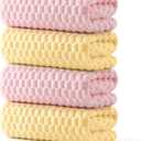 REDKISS Microfiber Bath Towels Set of 4-27x55 Inch Large Waffle Bath Towels for Body, Highly Absorbent, Super Soft, Lint Free Fluffy Shower Towel for Bathroom,Gym, Lightweight Towel Set Pink,Yellow