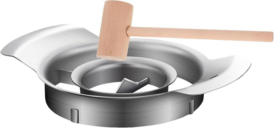 Pomegranate Peeler Stainless Steel Pomegranate Deseeder Pomegranate Arils Removal Tool Non-Slip Pomegranate Seed Remover 4.8x2.4 inch Bowl and Wood Hammer Pomegranate Peeling Tool (peeler)