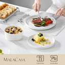MALACASA 24 Pieces Porcelain Dinnerware Set, Modern White Dish Set for 8, Premium Serving Plates and Bowls Sets, Chip and Scratch Resistant Dishware Sets Kitchen Dishes Dining Ware Set, Series LEAH