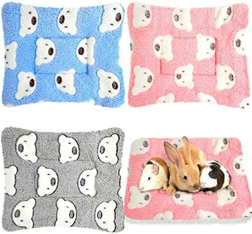 Jetec 3 Pcs Bunny Guinea Pig Beds Soft Bunny Mats Warm Guinea Pig Mat Small Animal Winter Bed Pads Fleece Sleeping Pads for Indoor Rabbit Hamster Squirrel Hedgehog Chinchilla Ferret(Bear)