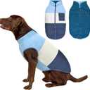 Reversible Dog Winter Coat, Waterproof Warm Fleece Sweater Windproof Lightweight Pet Snow Jacket for Medium Large Dogs with Double Ended Zipper, Cold Weather Dog Coat, Blue, L, Neck 1818.9", Chest 29.930.7"