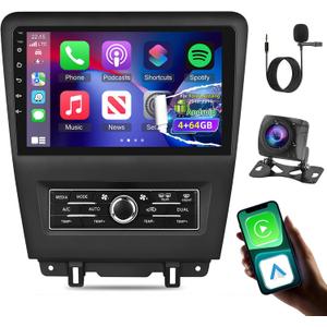 8 Core 4G+64G Upgrade Car Radio for Ford Mustang 2010 2011 2012 2013 2014, Volxcereo 10 inch Android Touch Screen Stereo with Wireless Carplay & Android Auto/DSP/WiFi/Bluetooth/RDS/FM
