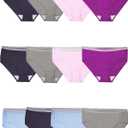 Fruit of the Loom Women's Eversoft Cotton Underwear Multipacks, Tag Free & Breathable, (Size 8, Low Rise Brief - Grey/Pink/Blue)