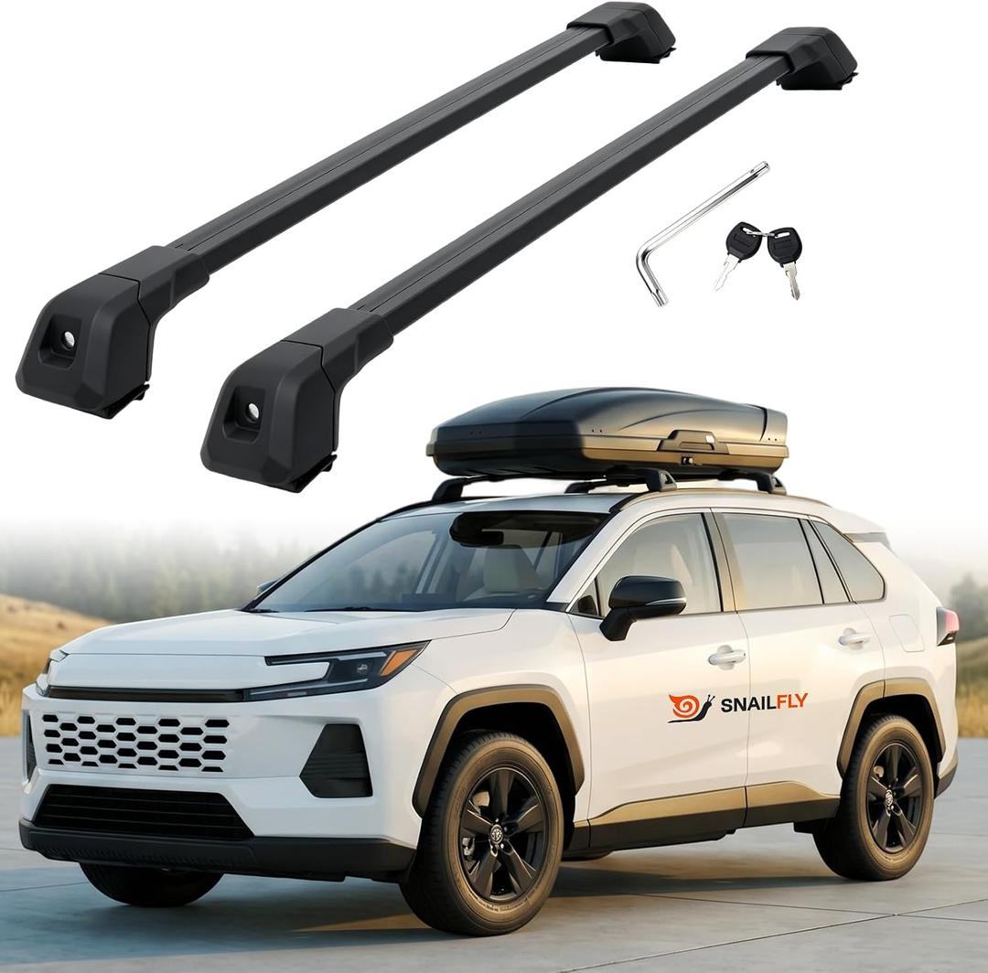 T-Slot Roof Rack Cross Bars fit for 2026 Toyota RAV4, Lockable Bar | 220 lbs Aluminum Crossbars for Flush Side Rails, Rooftop Cargo Carrier Bars for Cargo Basket Family Trips, Kayak Bike Luggage