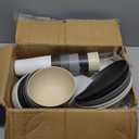 Teivio 24-Piece Kitchen Plastic Wheat Straw Dinnerware Set, Service for 6, Dinner Plates, Dessert Plate, Cereal Bowls, Cups, Unbreakable Plastic Outdoor Camping Dishes, Stone