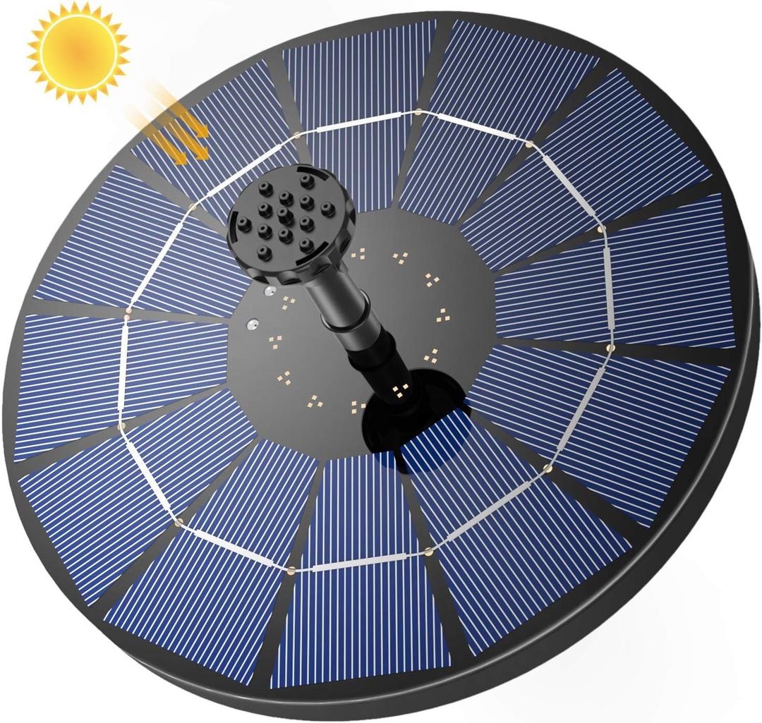 AISITIN Solar Fountain with 3.5 W Solar Panel, 1500 mAh Battery - 6 Effects for Pool, Fish Pond, Bird Bath, Garden (Deepblue)