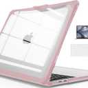 IBENZER Hexpact Protective MacBook Air 13 inch Case M5 2026 M4 2025 M3 M2 2024-2022 A3449 A3240 A3113 A2681, Heavy Duty Case & KeyboardCover & ScreenFilm, Pinkish, HPE-KK-PKSH+2