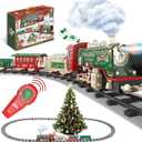 JUQU Christmas Train Set for Kids Ages 3-8  Remote Control Steam Locomotive Toy Train Gifts with Smoke, Lights, Sound & Tracks, Christmas Tree Train for Around or Under Tree